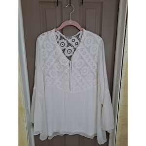 Bellaunbria 100% Silk Boho White Blouse